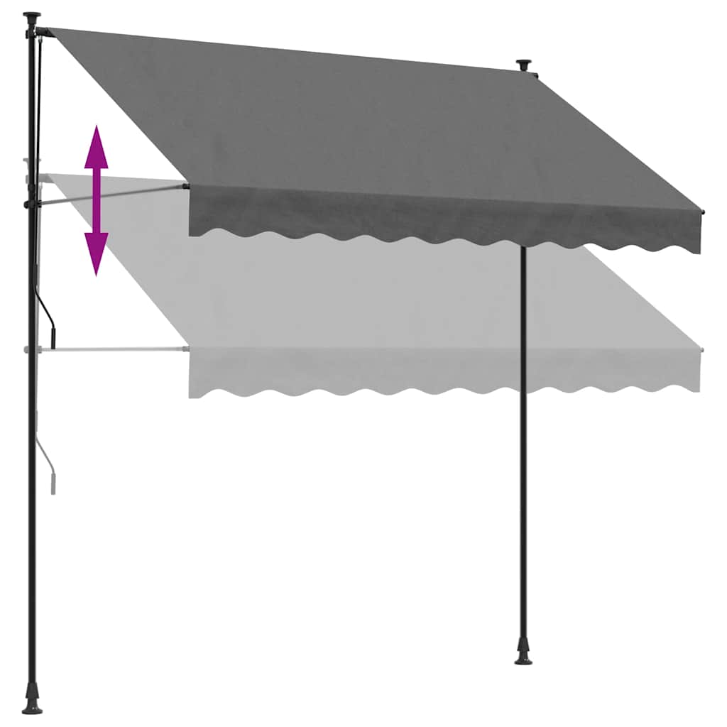 vidaXL Markiza zwijana, antracytowa, 250x150 cm, tkanina i stal