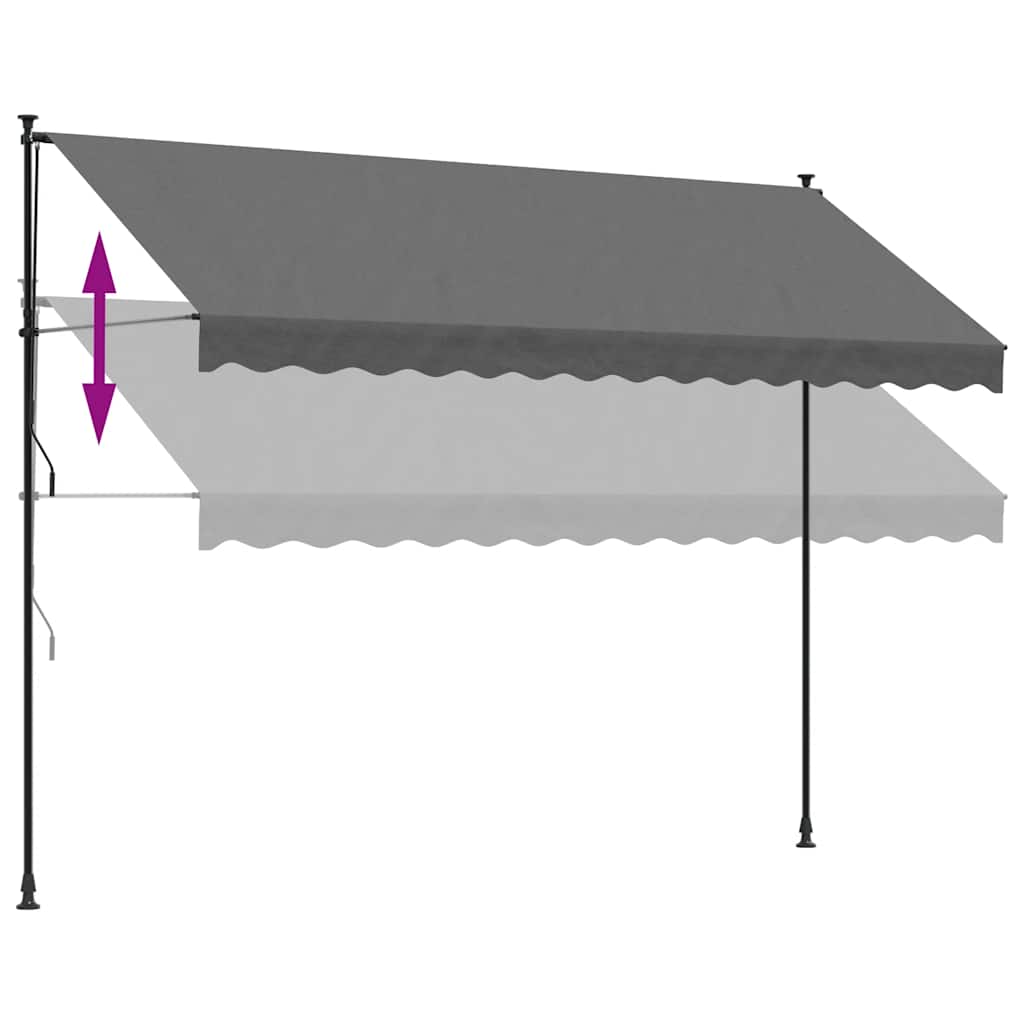 vidaXL Markiza zwijana, antracytowa, 350x150 cm, tkanina i stal