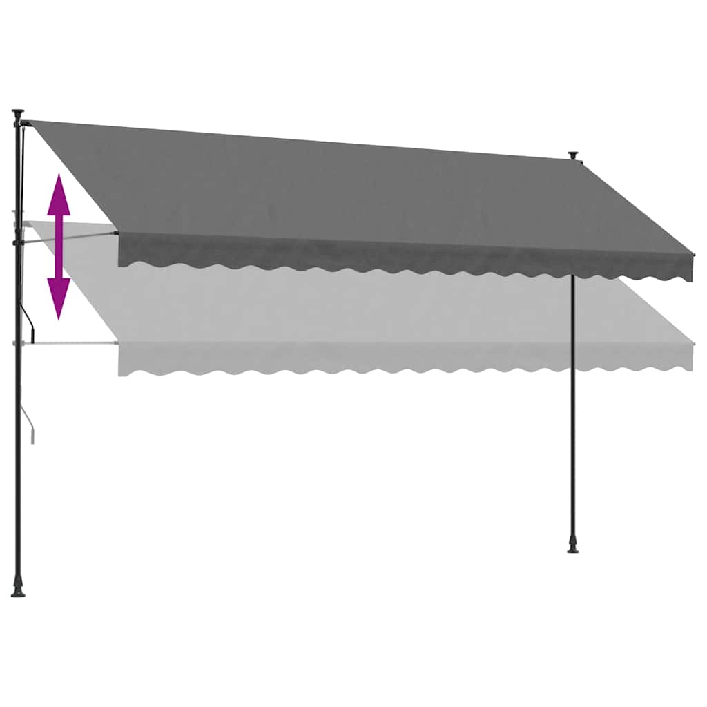 vidaXL Markiza zwijana, antracytowa, 400x150 cm, tkanina i stal