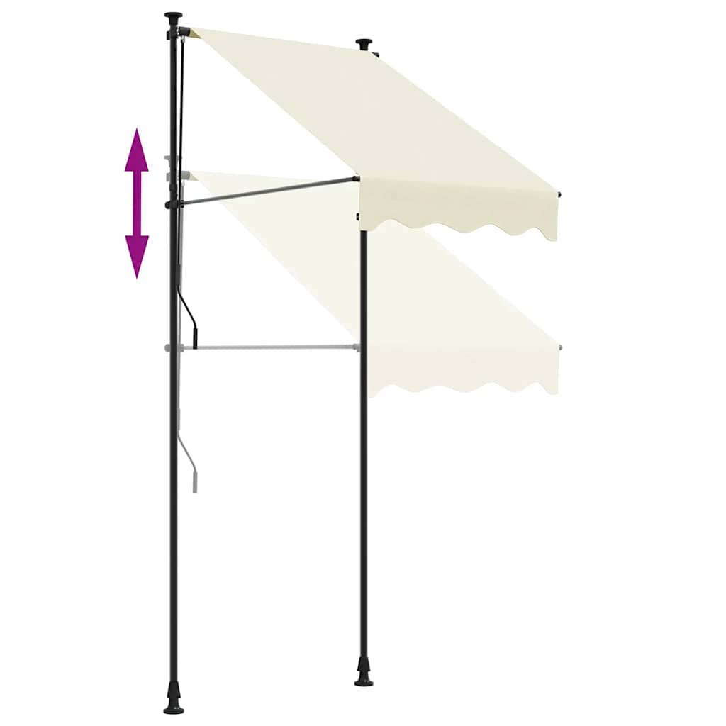 vidaXL Markiza zwijana, kremowa, 100x150 cm, tkanina i stal