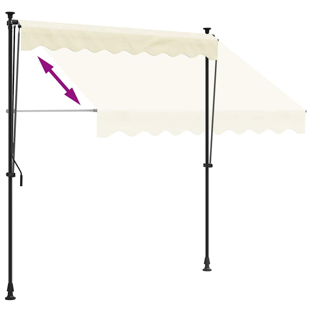 vidaXL Markiza zwijana, kremowa, 250x150 cm, tkanina i stal