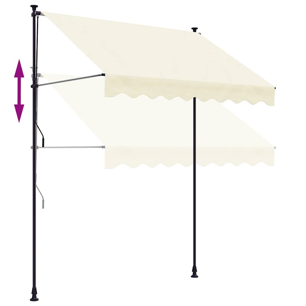 vidaXL Markiza zwijana, kremowa, 250x150 cm, tkanina i stal