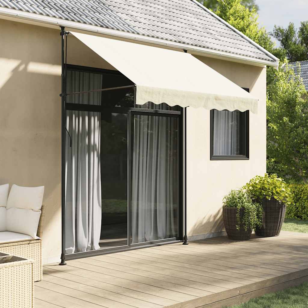 vidaXL Markiza zwijana, kremowa, 250x150 cm, tkanina i stal