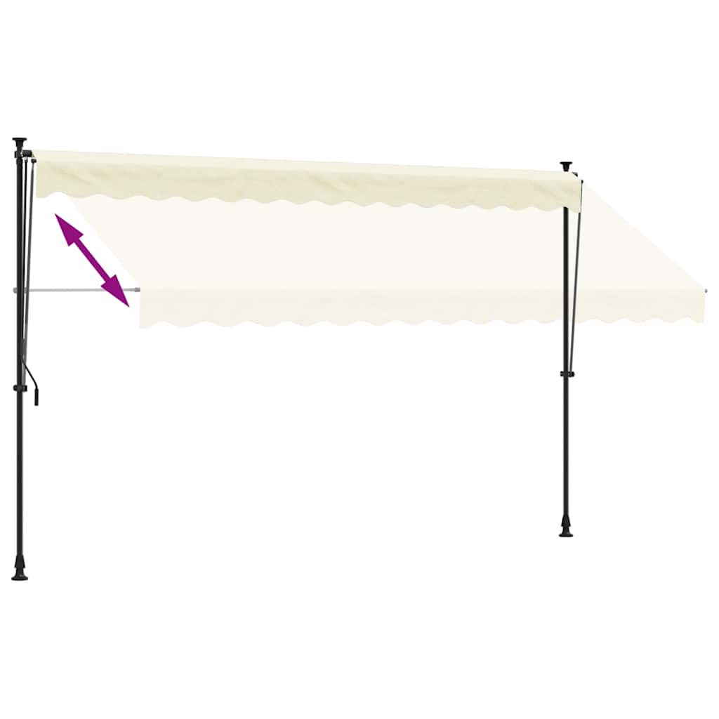 vidaXL Markiza zwijana, kremowa, 350x150 cm, tkanina i stal