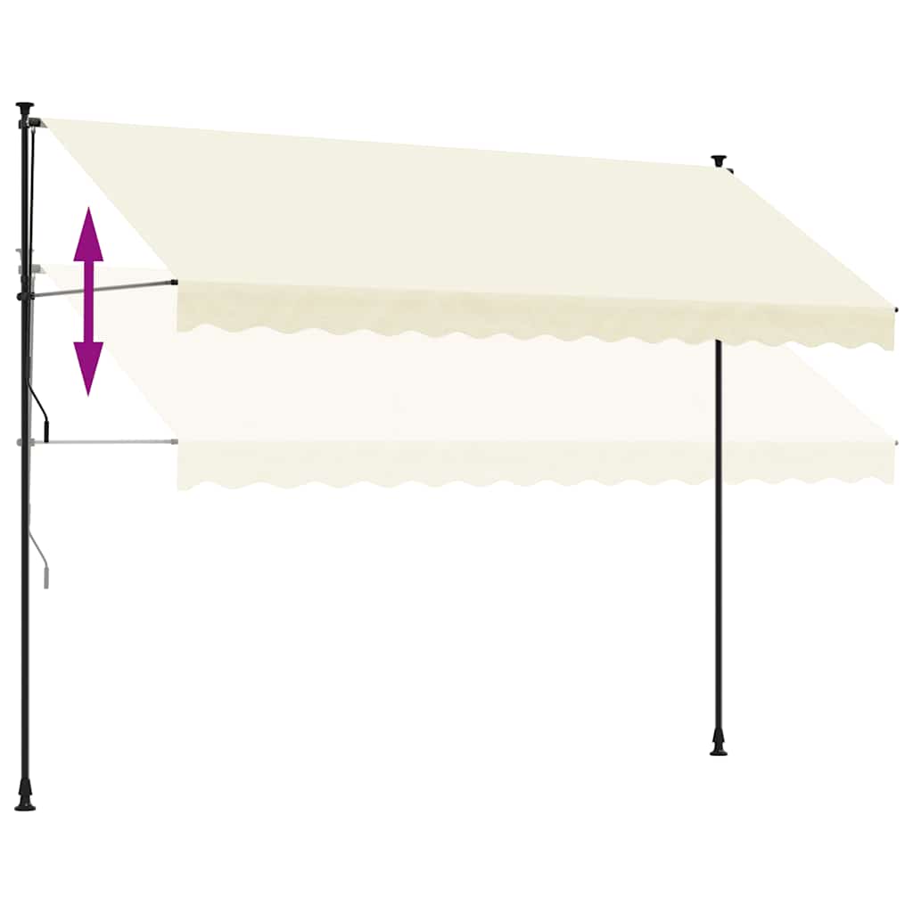 vidaXL Markiza zwijana, kremowa, 350x150 cm, tkanina i stal