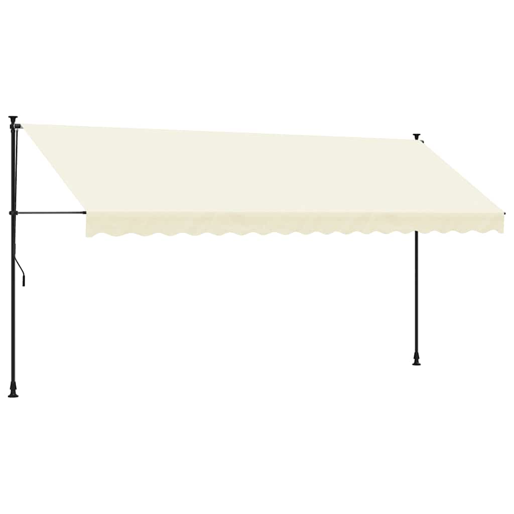 vidaXL Markiza zwijana, kremowa, 400x150 cm, tkanina i stal