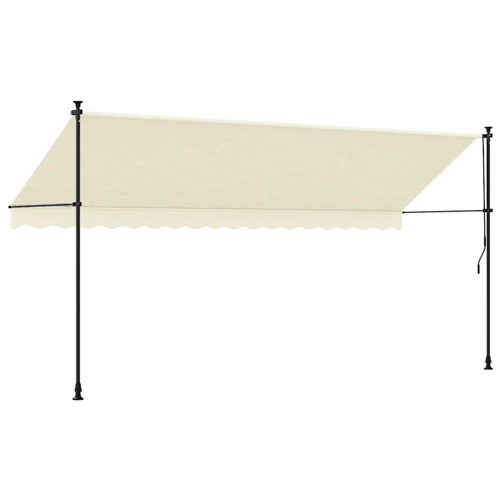 vidaXL Markiza zwijana, kremowa, 400x150 cm, tkanina i stal