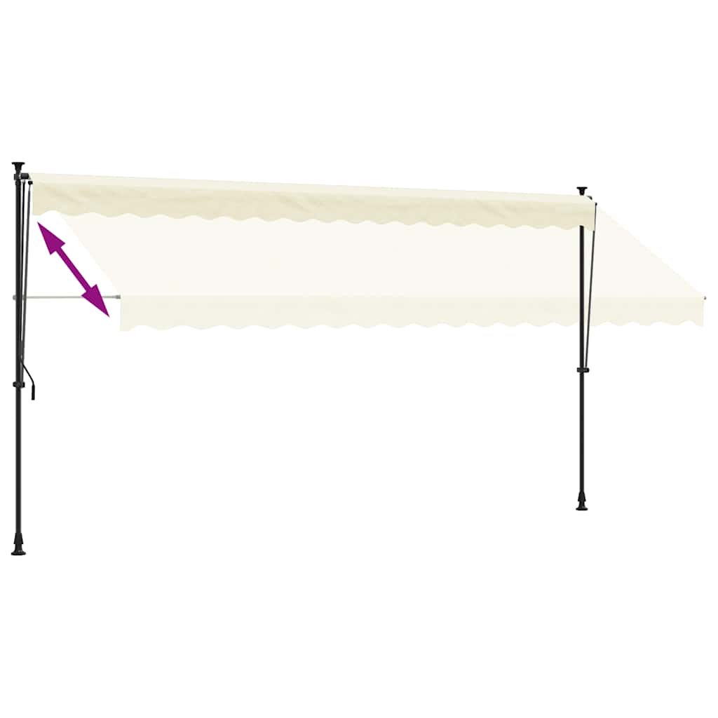 vidaXL Markiza zwijana, kremowa, 400x150 cm, tkanina i stal