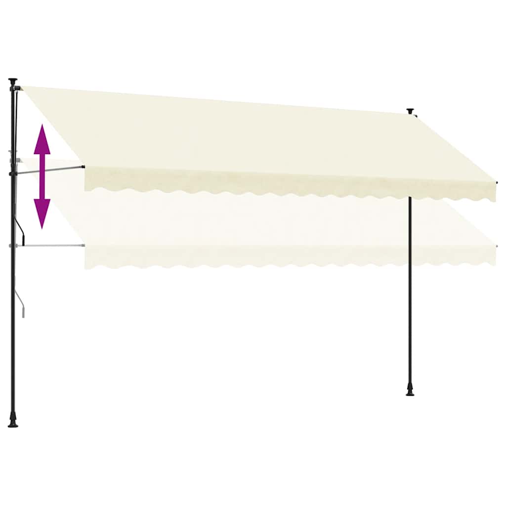 vidaXL Markiza zwijana, kremowa, 400x150 cm, tkanina i stal