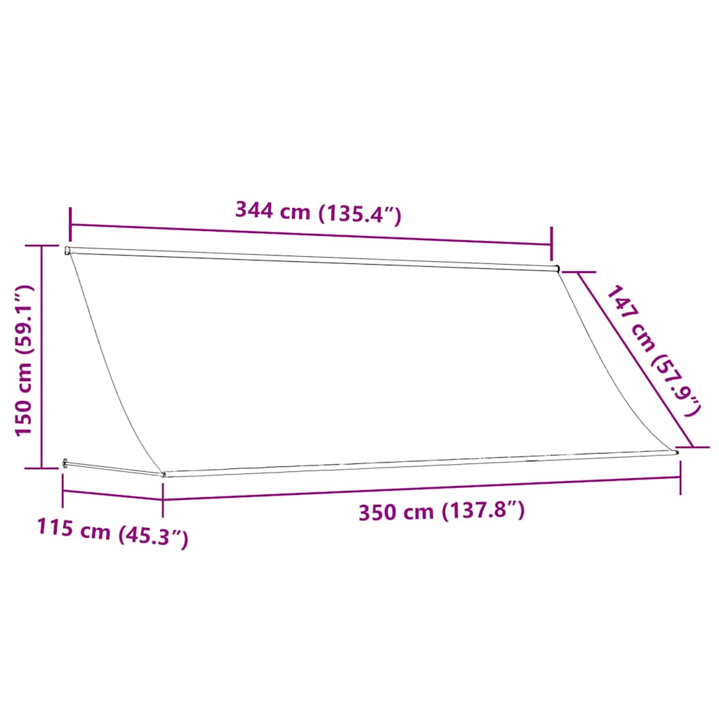 vidaXL Markiza zwijana, kremowa, 350x150 cm, tkanina i stal