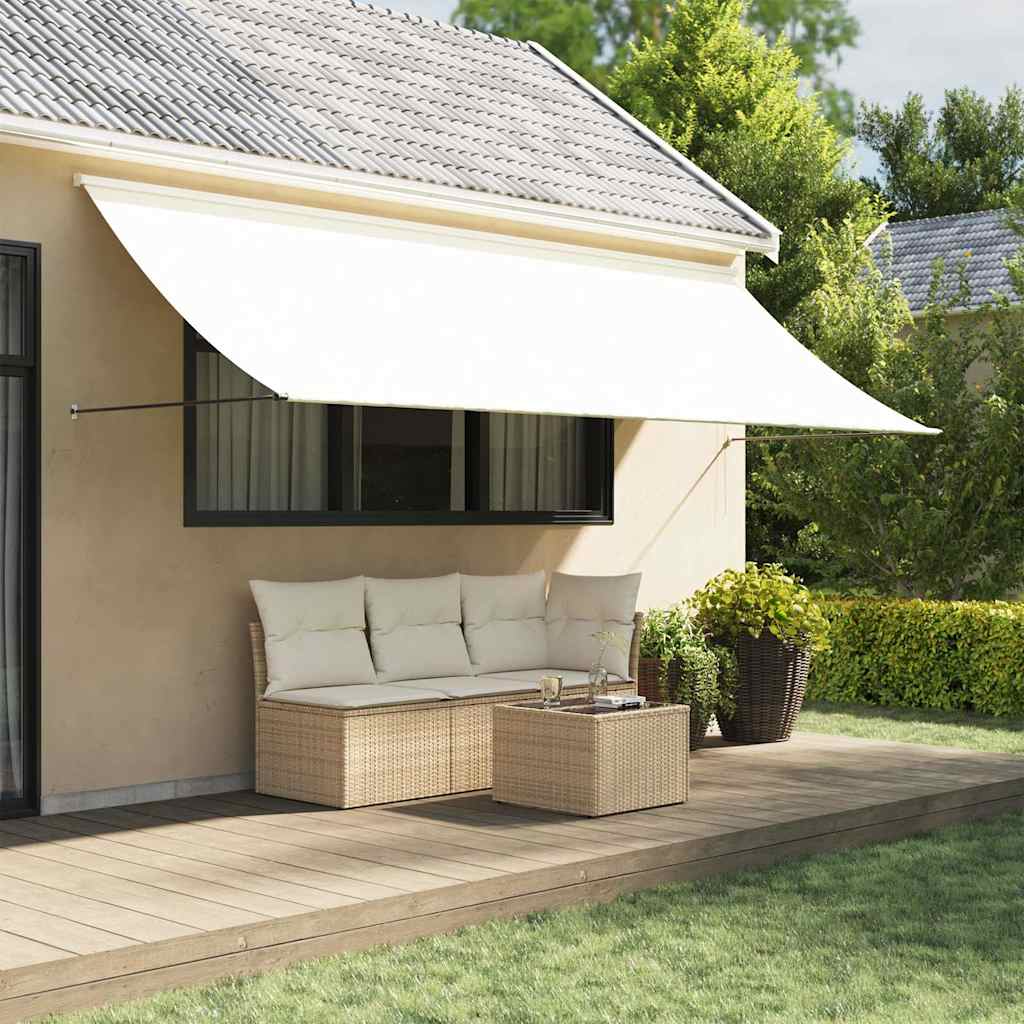 vidaXL Markiza zwijana, kremowa, 400x150 cm, tkanina i stal
