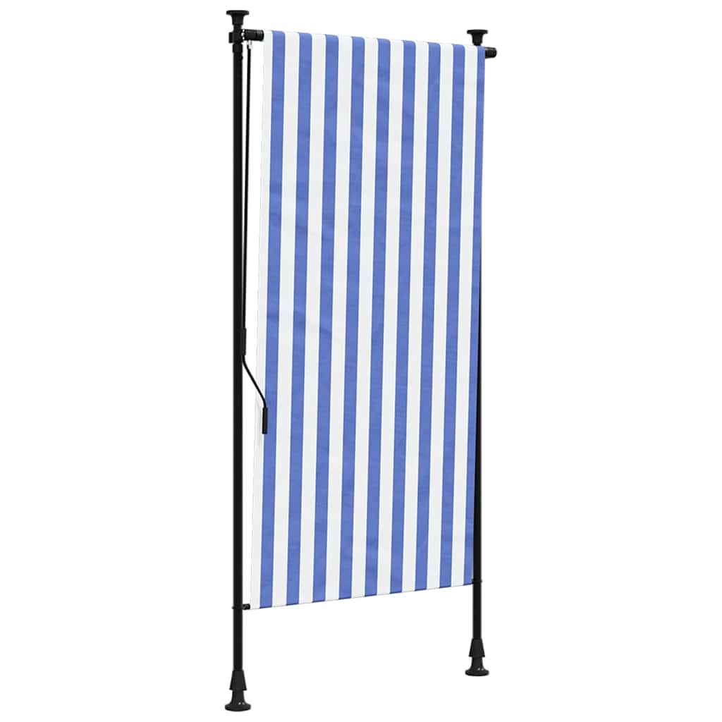 vidaXL Roleta zewnętrzna, niebiesko-biała, 100x270 cm, tkanina i stal