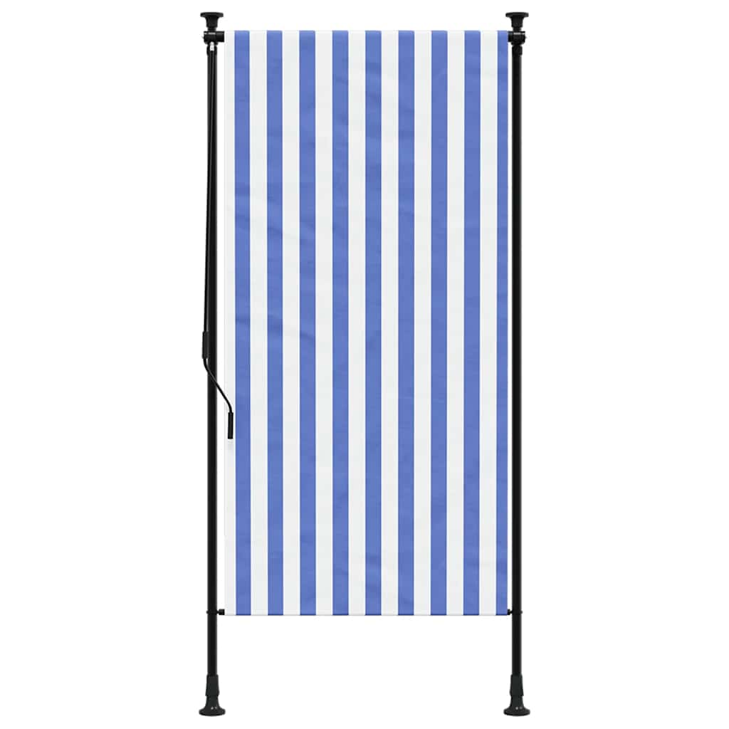 vidaXL Roleta zewnętrzna, niebiesko-biała, 100x270 cm, tkanina i stal