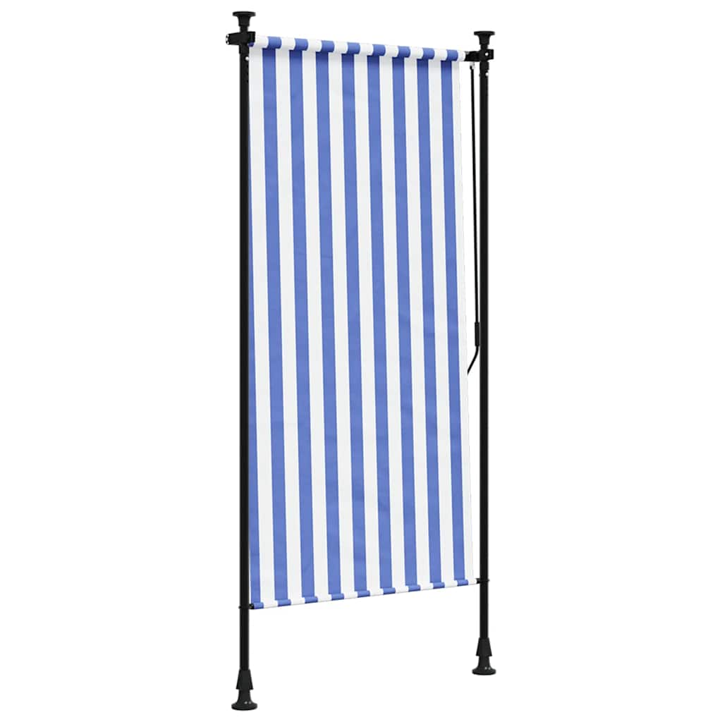 vidaXL Roleta zewnętrzna, niebiesko-biała, 100x270 cm, tkanina i stal