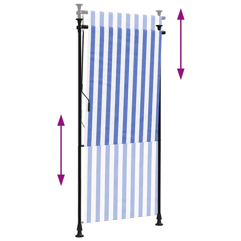 vidaXL Roleta zewnętrzna, niebiesko-biała, 100x270 cm, tkanina i stal