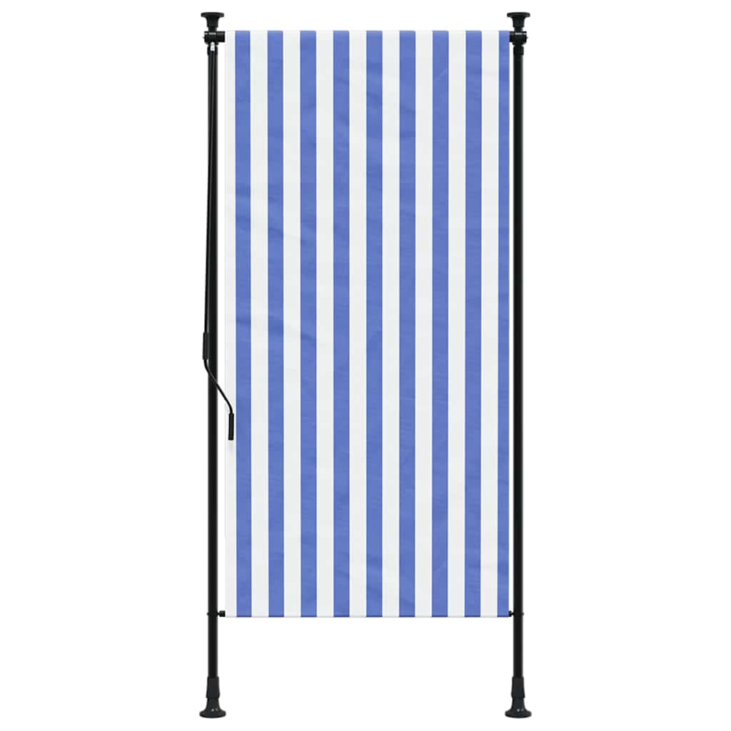 vidaXL Roleta zewnętrzna, niebiesko-biała, 120x270 cm, tkanina i stal