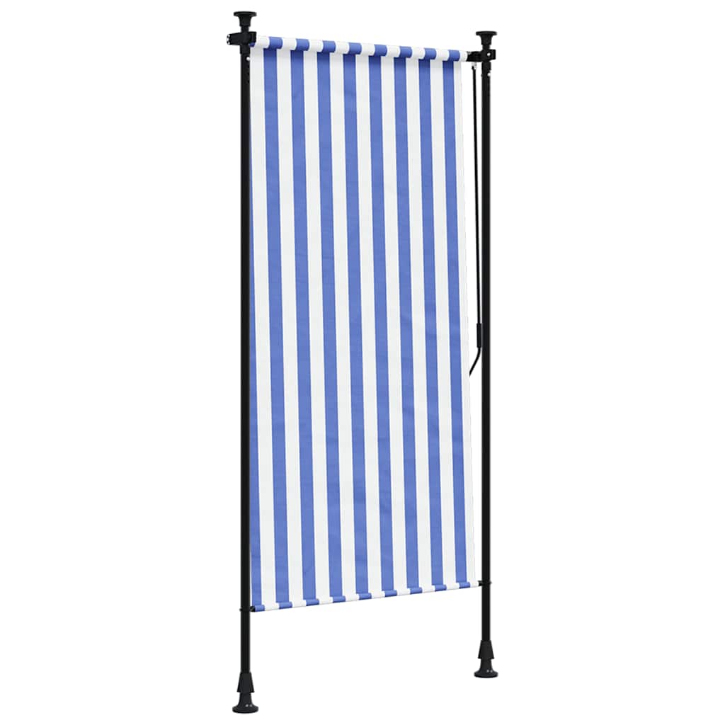 vidaXL Roleta zewnętrzna, niebiesko-biała, 120x270 cm, tkanina i stal