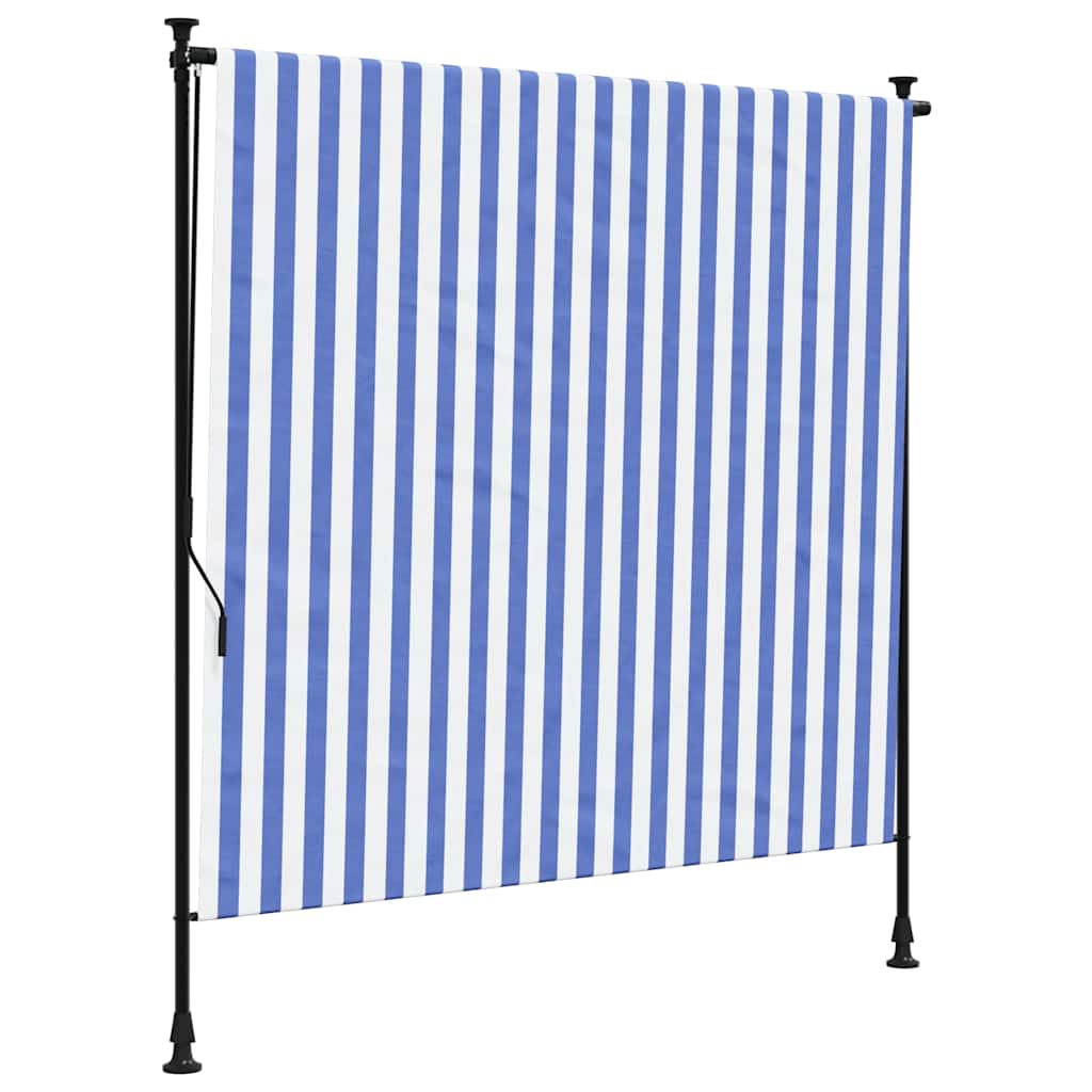 vidaXL Roleta zewnętrzna, niebiesko-biała, 150x270 cm, tkanina i stal