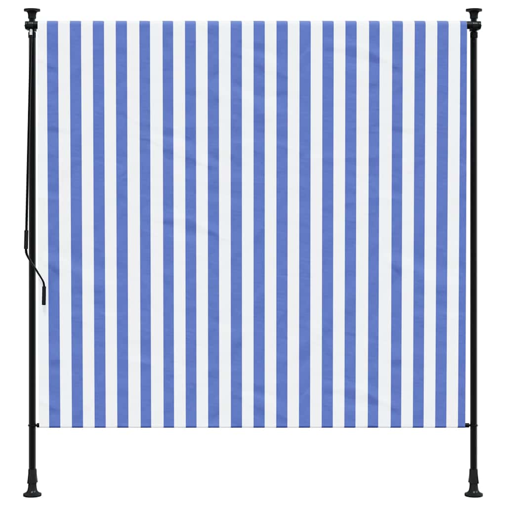 vidaXL Roleta zewnętrzna, niebiesko-biała, 150x270 cm, tkanina i stal