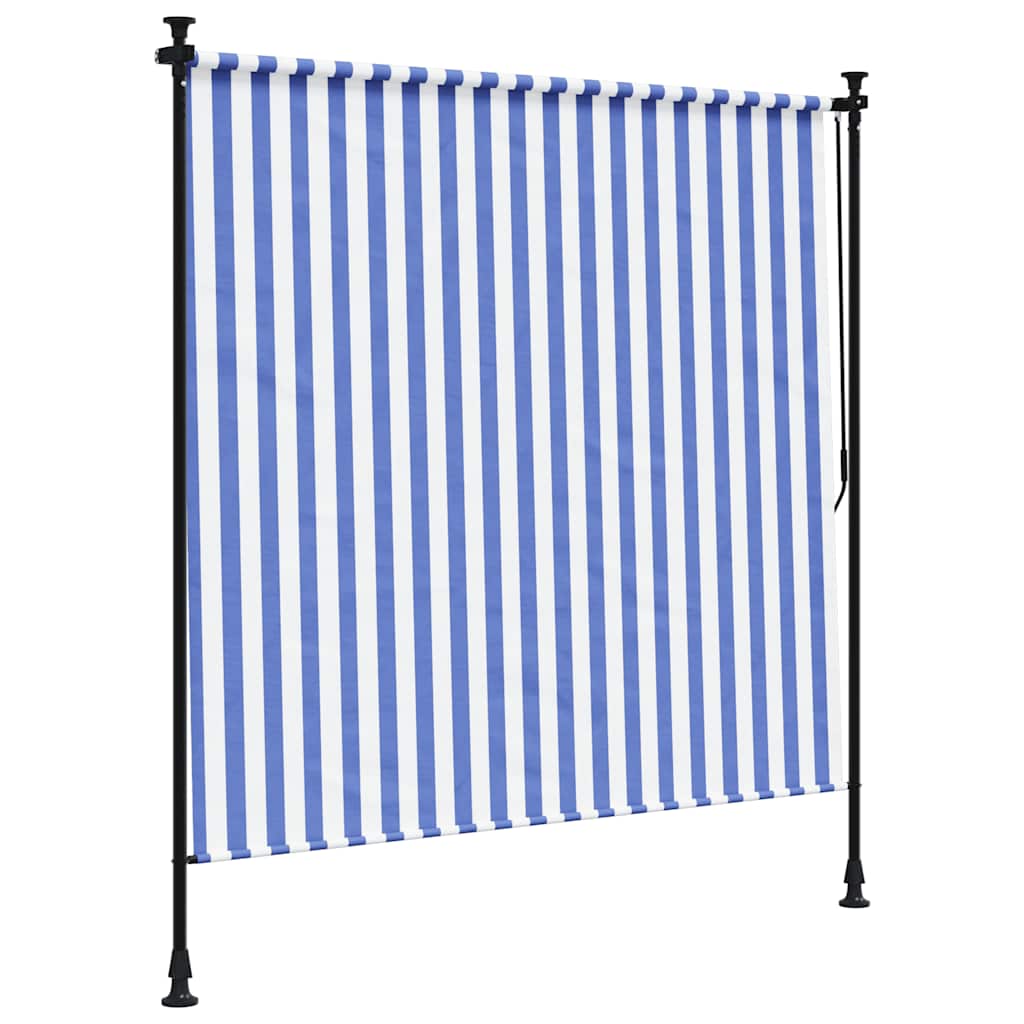 vidaXL Roleta zewnętrzna, niebiesko-biała, 150x270 cm, tkanina i stal