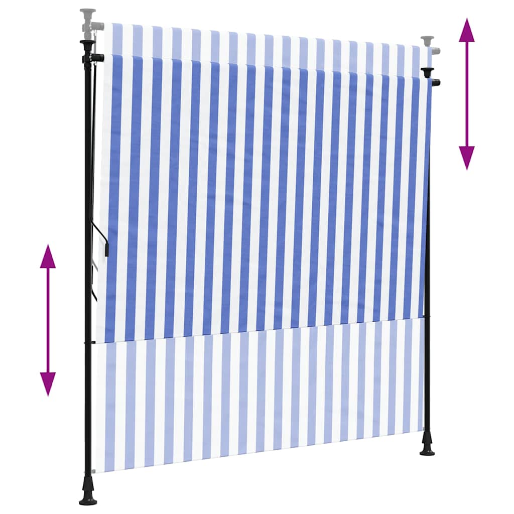 vidaXL Roleta zewnętrzna, niebiesko-biała, 150x270 cm, tkanina i stal