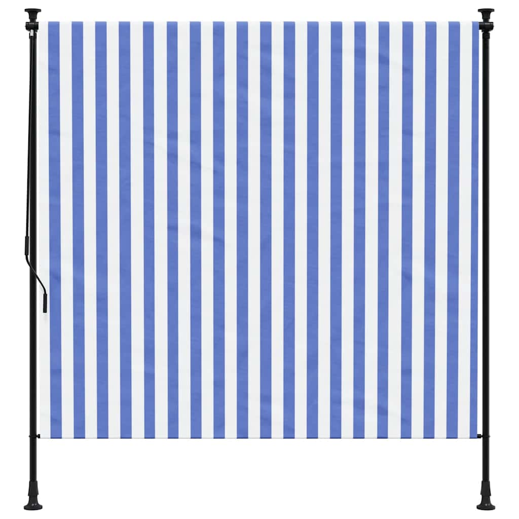 vidaXL Roleta zewnętrzna, niebiesko-biała, 200x270 cm, tkanina i stal