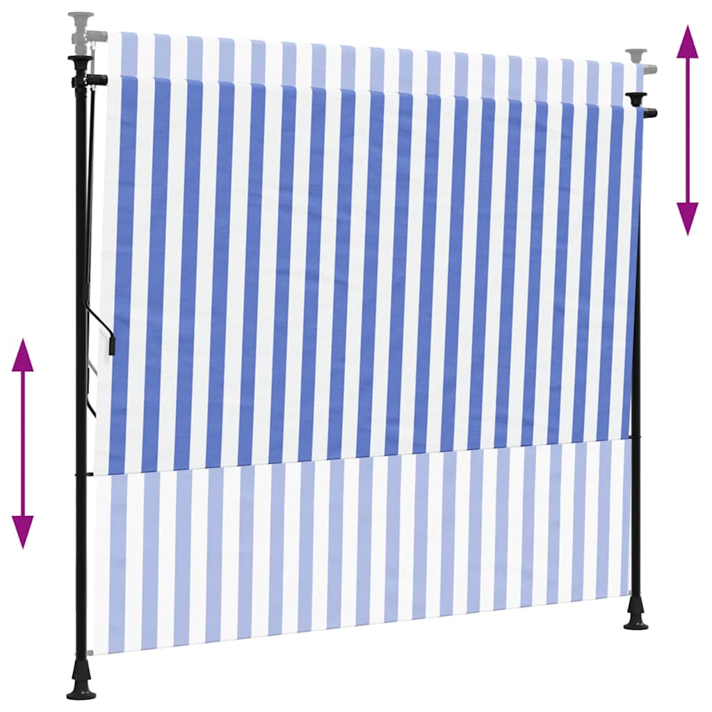 vidaXL Roleta zewnętrzna, niebiesko-biała, 200x270 cm, tkanina i stal