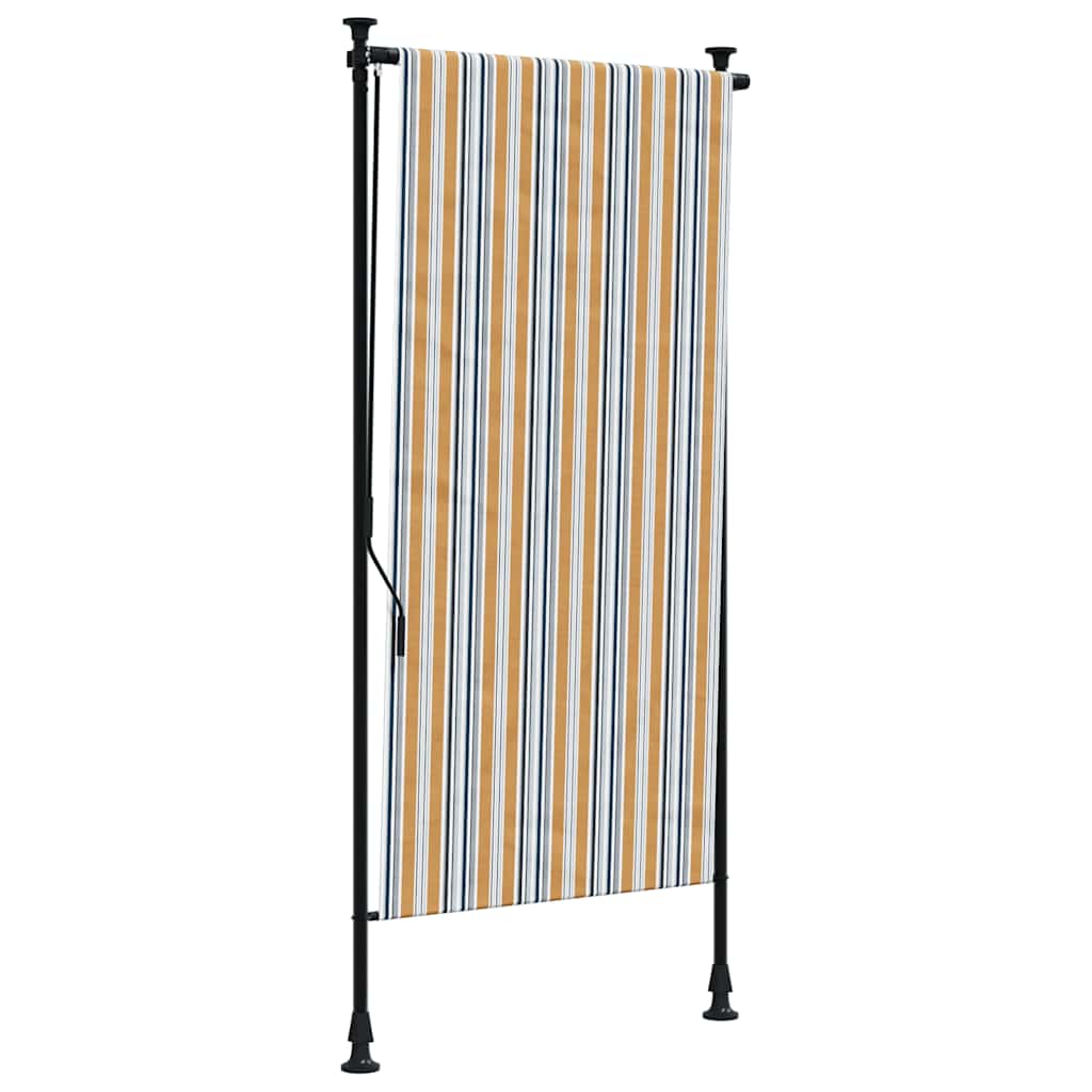 vidaXL Roleta zewnętrzna, żółto-biała, 100x270 cm, tkanina i stal