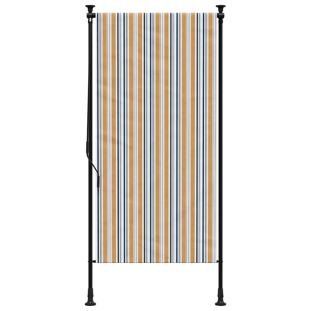 vidaXL Roleta zewnętrzna, żółto-biała, 100x270 cm, tkanina i stal