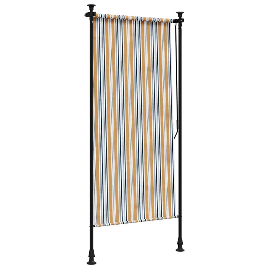 vidaXL Roleta zewnętrzna, żółto-biała, 100x270 cm, tkanina i stal