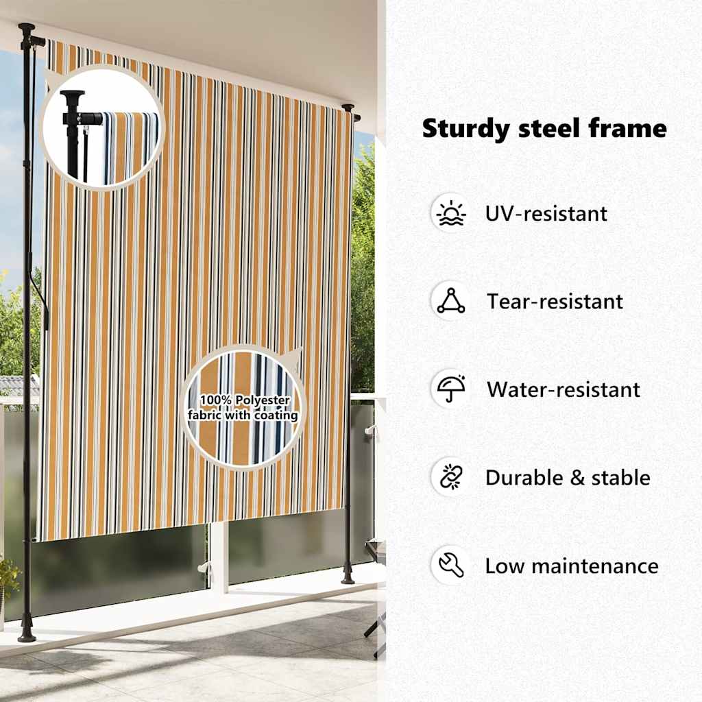 vidaXL Roleta zewnętrzna, żółto-biała, 150x270 cm, tkanina i stal