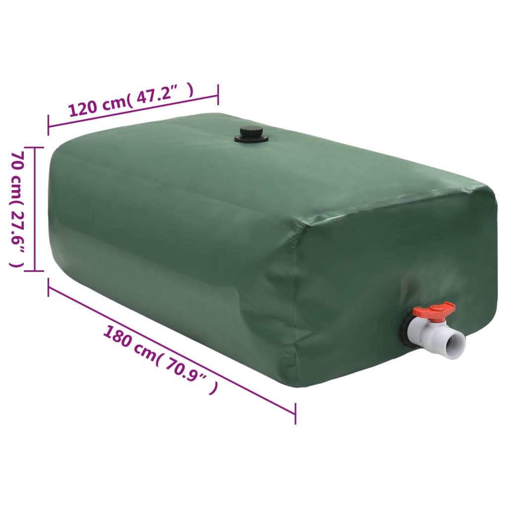 vidaXL Zbiornik na wodę deszczową, z kranikiem, składany, 1500 L, PVC