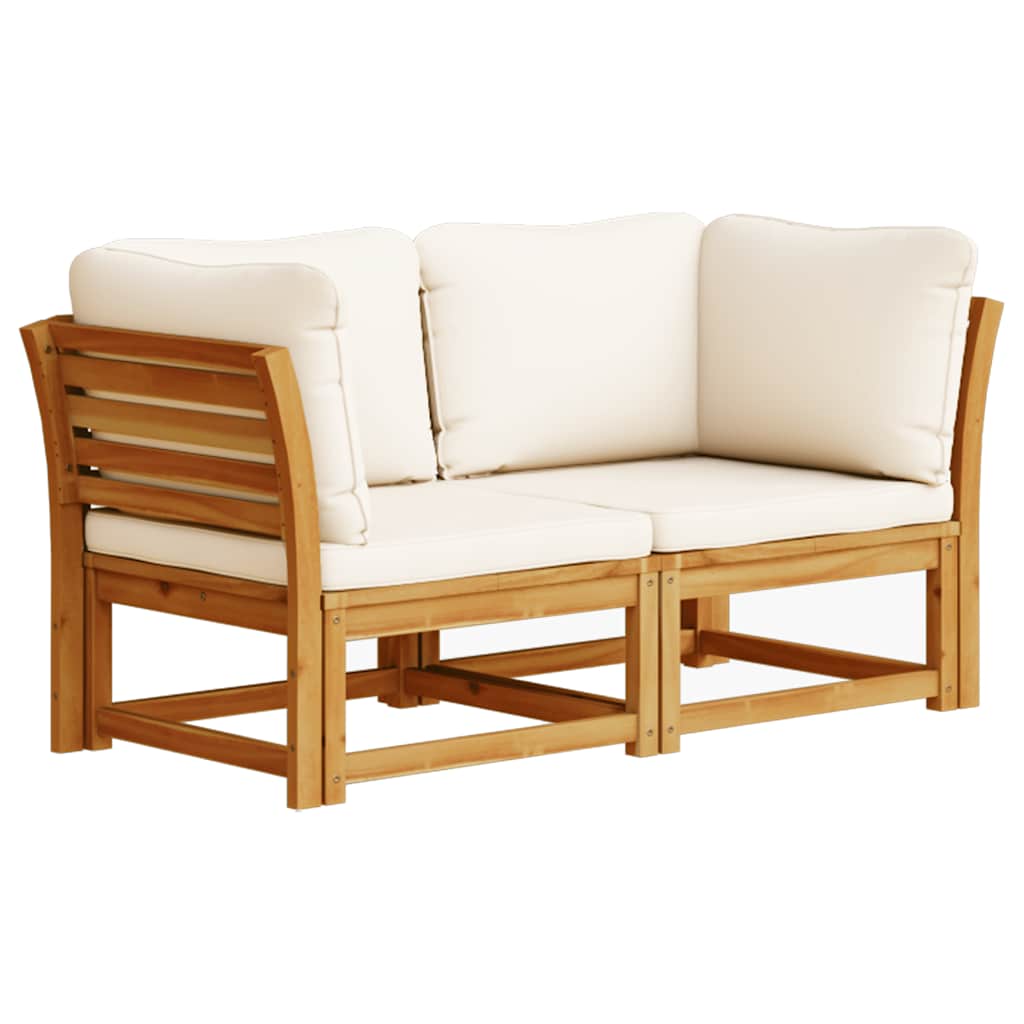 vidaXL Sofa ogrodowa z poduszkami, 2-osobowa, lite drewno akacjowe