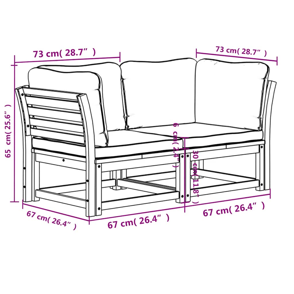 vidaXL Sofa ogrodowa z poduszkami, 2-osobowa, lite drewno akacjowe
