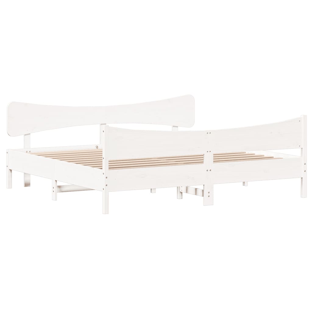 vidaXL Łóżko bez materaca, białe, 200x200 cm, lite drewno sosnowe