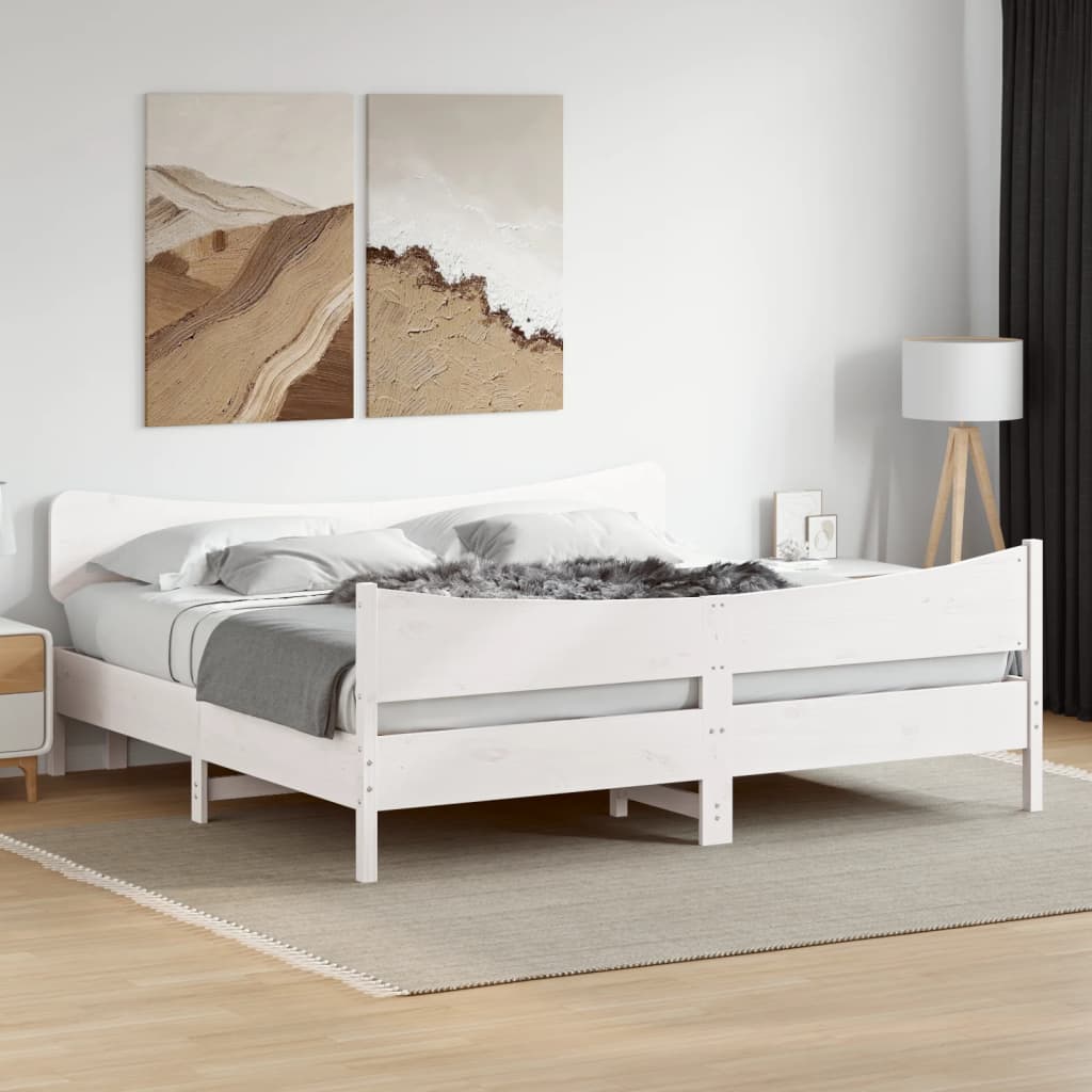 vidaXL Łóżko bez materaca, białe, 200x200 cm, lite drewno sosnowe