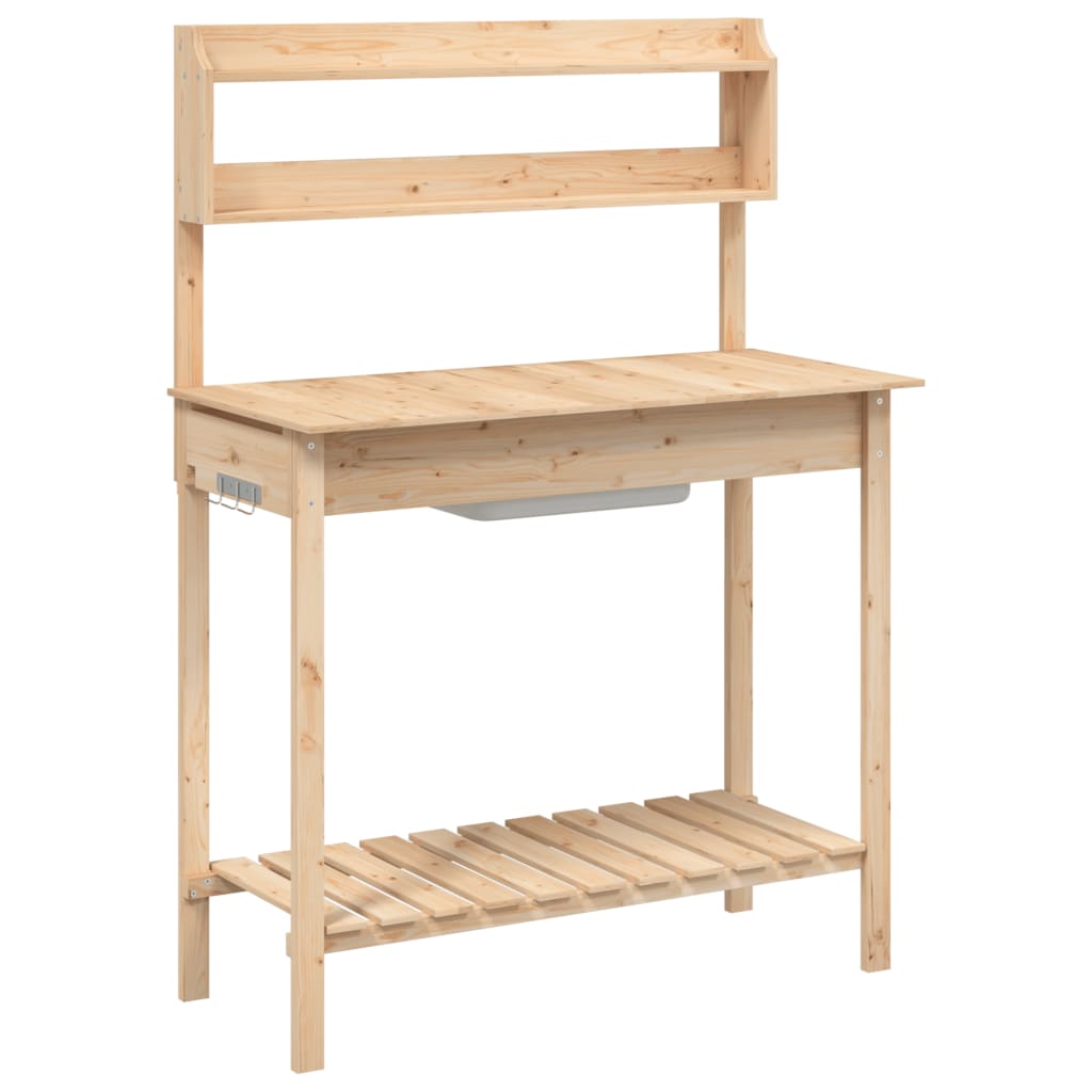 vidaXL Stolik do przesadzania roślin, ze zlewem, 147,5x44x139,5 cm