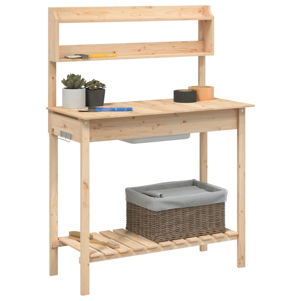 vidaXL Stolik do przesadzania roślin, ze zlewem, 147,5x44x139,5 cm