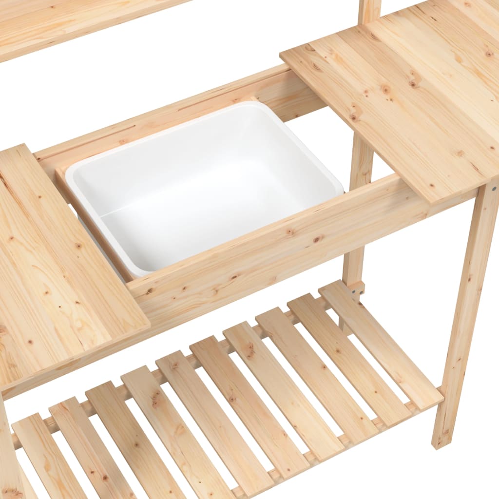 vidaXL Stolik do przesadzania roślin, ze zlewem, 147,5x44x139,5 cm