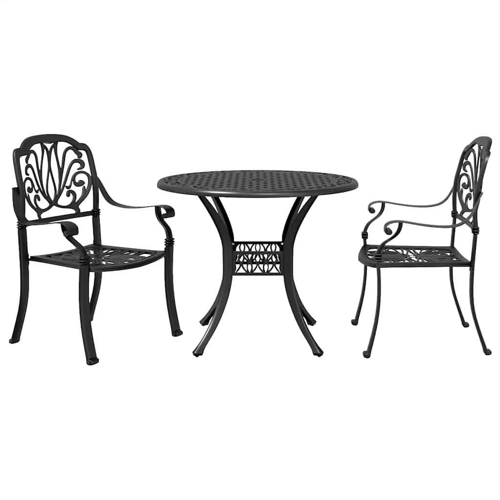 vidaXL 3-częściowy zestaw mebli bistro, czarny, odlewane aluminium