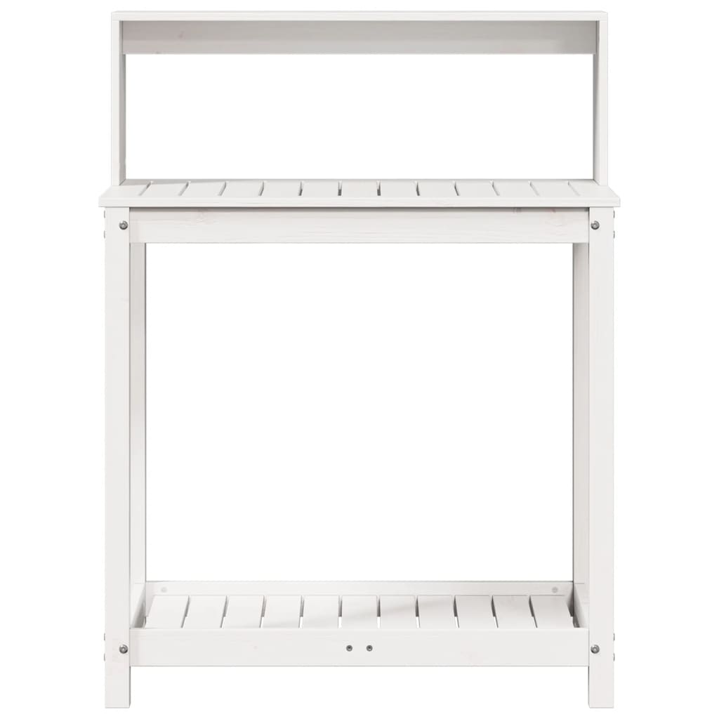 vidaXL Stolik ogrodniczy z półkami, biały, 82,5x50x109,5 cm, sosna