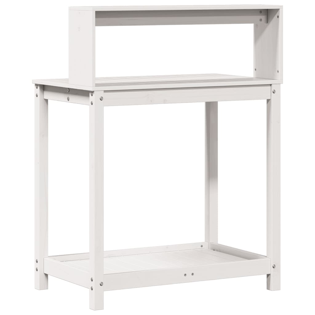 vidaXL Stolik ogrodniczy z półkami, biały, 82,5x50x109,5 cm, sosna