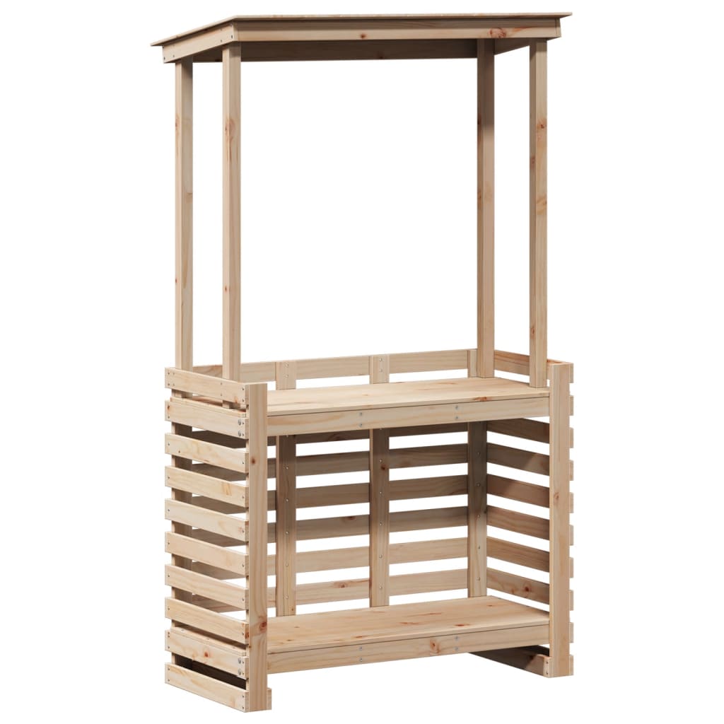 vidaXL Barowy stolik ogrodowy z daszkiem, 112,5x57x195,5 cm, drewniany
