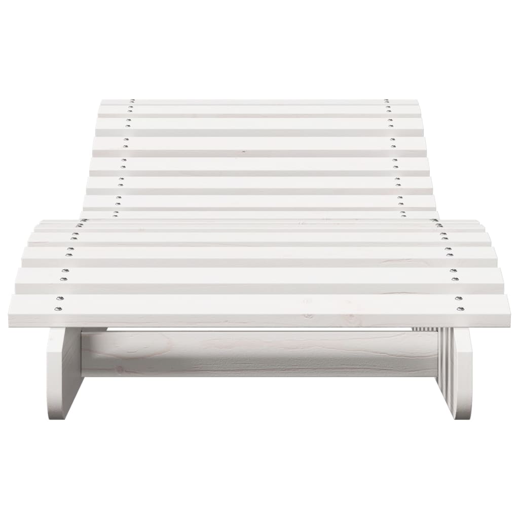 vidaXL Leżak, biały, 205x60x31,5 cm, lite drewno sosnowe