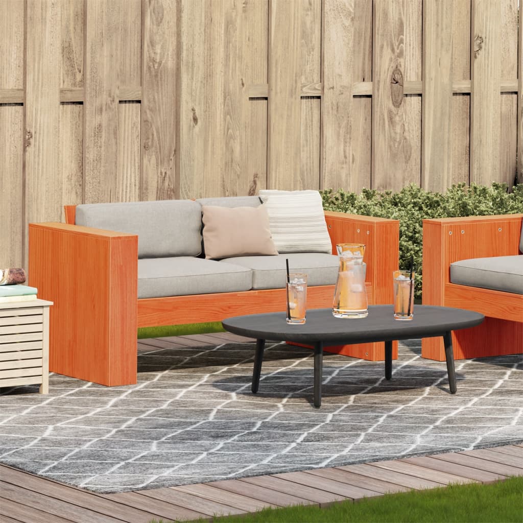 vidaXL Sofa ogrodowa, 2-osobowa, woskowy brąz, 134x60x62 cm, sosnowa