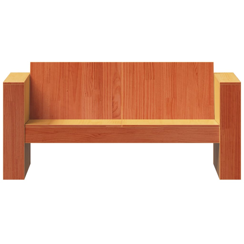 vidaXL Sofa ogrodowa, 2-osobowa, woskowy brąz, 134x60x62 cm, sosnowa