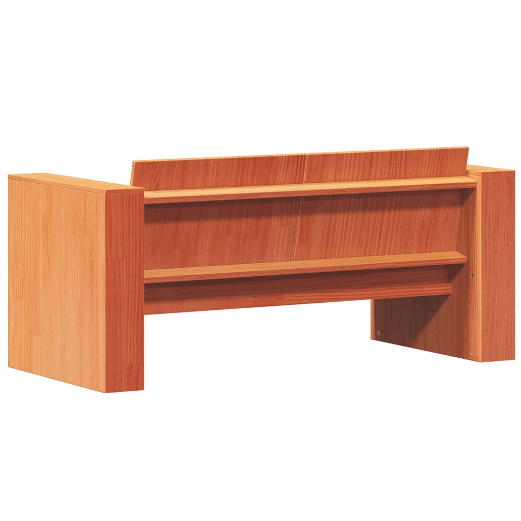 vidaXL Sofa ogrodowa, 2-osobowa, woskowy brąz, 134x60x62 cm, sosnowa
