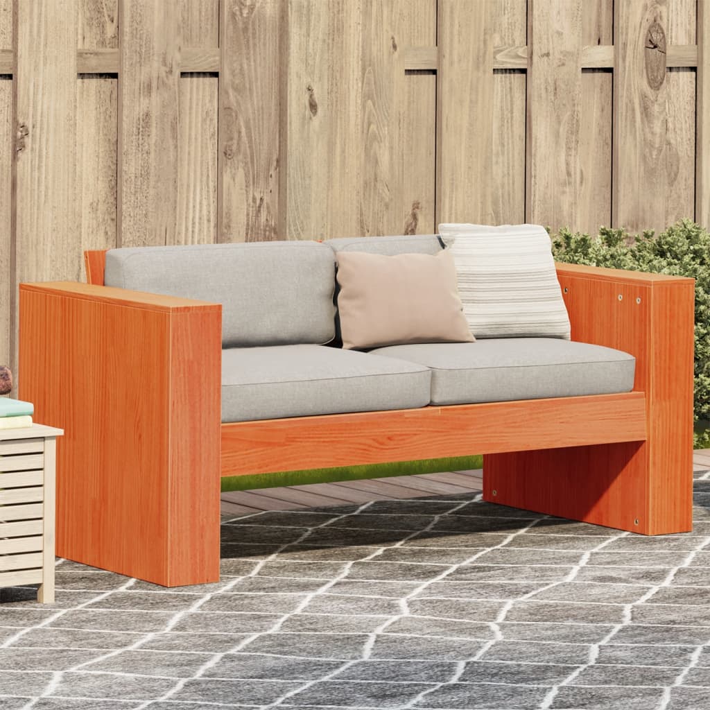 vidaXL Sofa ogrodowa, 2-osobowa, woskowy brąz, 134x60x62 cm, sosnowa