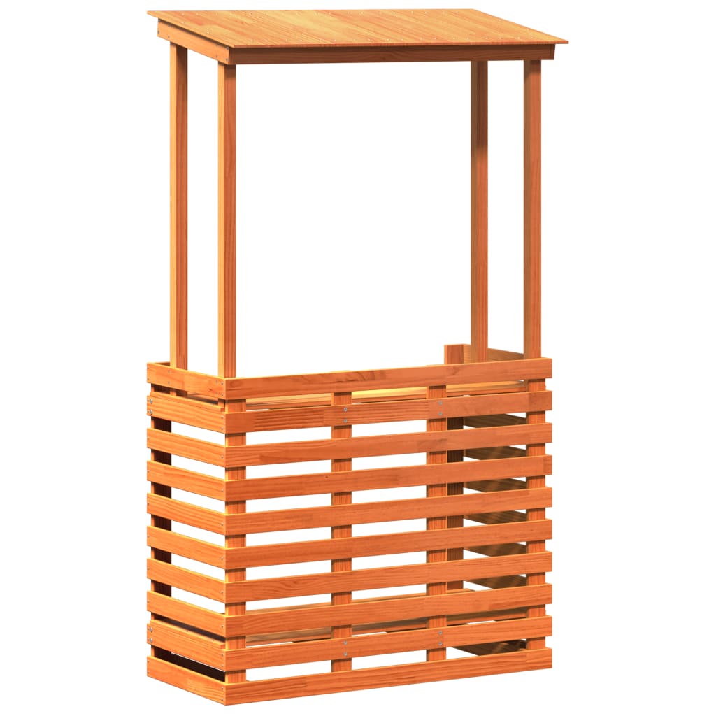 vidaXL Stolik barowy do ogrodu, z daszkiem, brąz, 112,5x57x195,5 cm