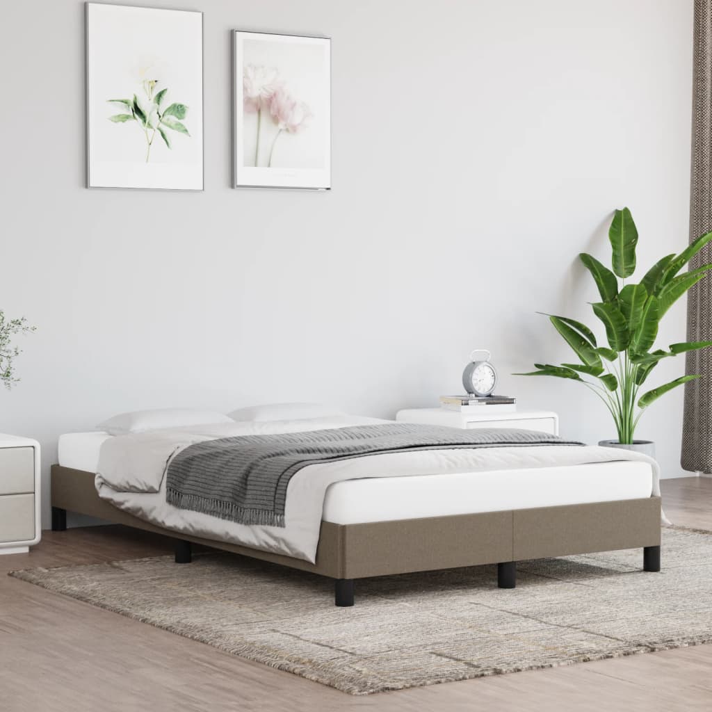 vidaXL Rama łóżka bez materaca, taupe, 120x190 cm, tkanina